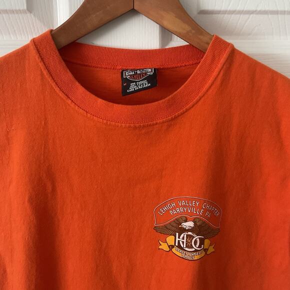 Harley Davidson Tank M Motorcycle Shirt Orange Cotton Lehigh Valley PA - Picture 2 of 4